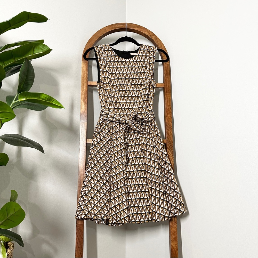 Anthropologie Hutch XS Sleeveless Geometric Knit Fit and Flare Belted Dress